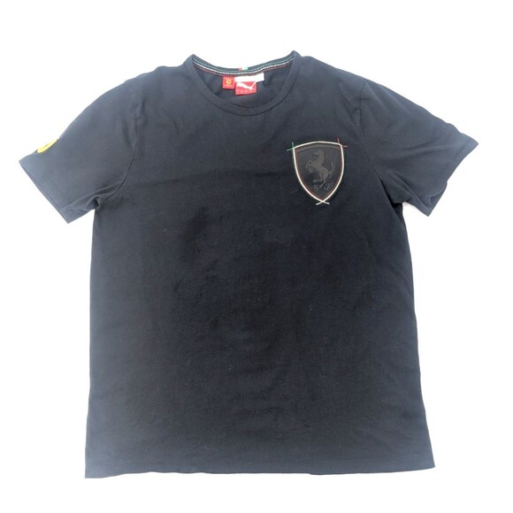 Puma Ferrari Scuderia Black Logo Shield Crewneck Short Sleeve T-Shirt Size Large - Picture 2 of 9